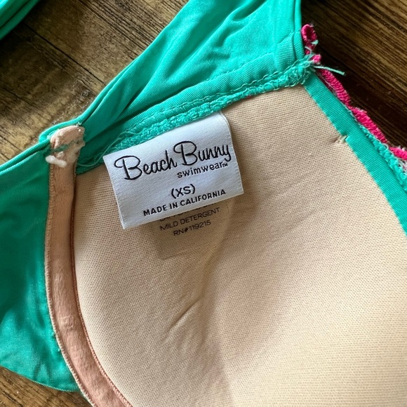 Rare Beach Bunny teal bikini push up top, scrunch bottom - Picture 3 of 6